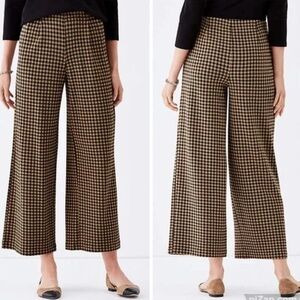 J. Jill Ponte Full Leg Cropped Plaid Wide-Leg Pants Petite Small
